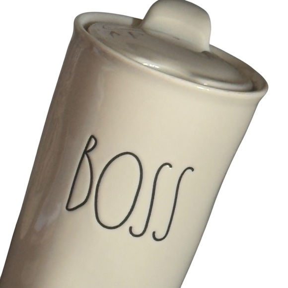 Rae Dunn White Ceramic Boss Coffee Tea Travel Tumbler Mug - Picture 6 of 13